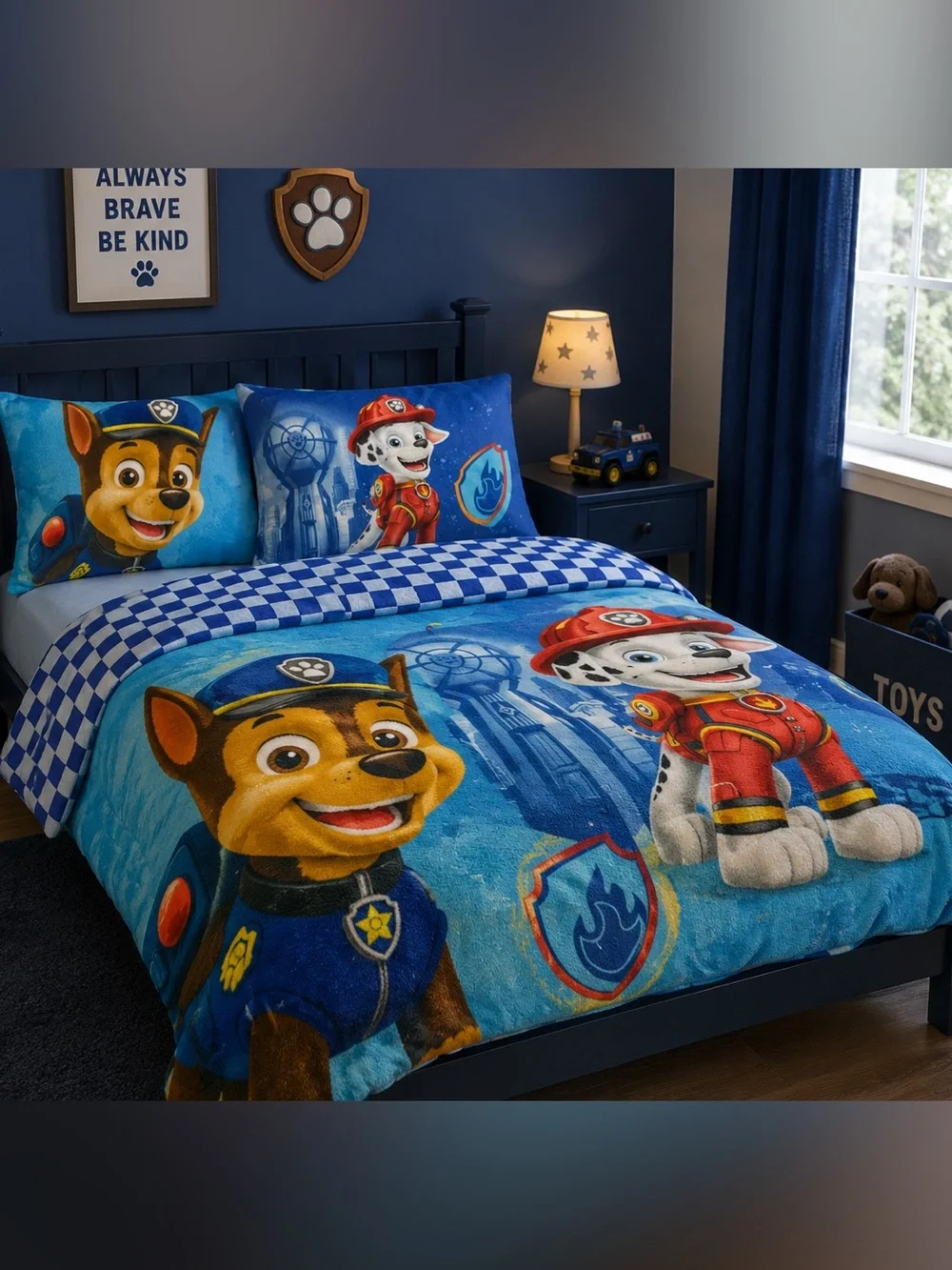 Paw Patrol Blue Kids Bedding Set - Character Blancket & Sham